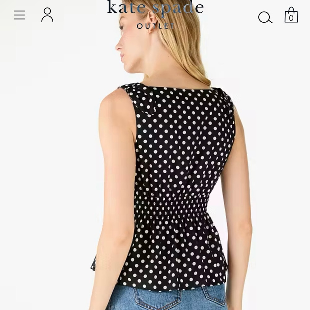Kate Spade-Dot Dot Dot Smocked Top, Size M - Picture 2 of 13